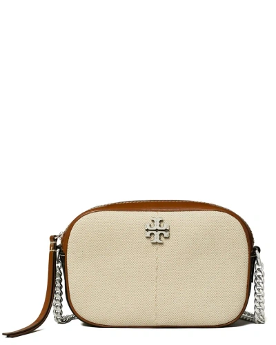 Tory Burch Mcgraw Colorblocked Leather Camera Bag In Brown