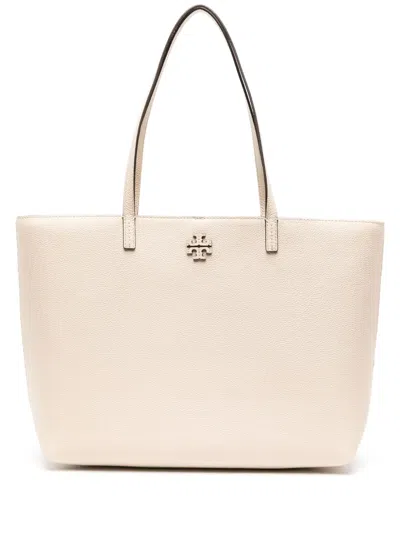 Tory Burch Mcgraw Double-t Tote Bag In White