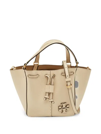 Pre-owned Tory Burch Mcgraw Dragonfly Drawstring Tote Bag In Neutral