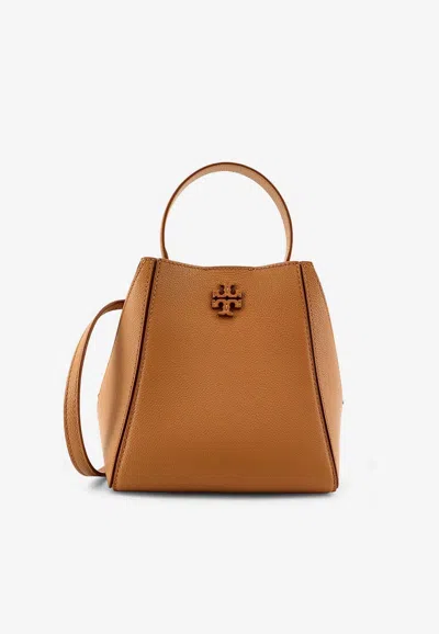 Tory Burch Mcgraw Leather Bucket Bag In Brown