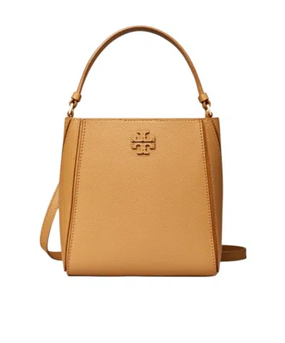 Tory Burch Mcgraw Leather Bucket Bag In Brown