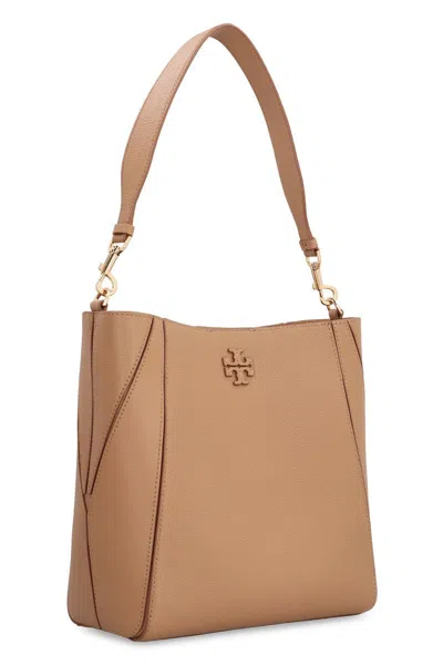 Tory Burch Mcgraw Leather Bucket Bag In Brown