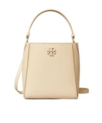 Tory Burch Mcgraw Leather Bucket Bag In Nude