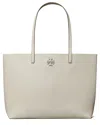 Tory Burch Mcgraw Leather Tote In Grey
