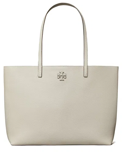 Tory Burch Mcgraw Leather Tote In Grey