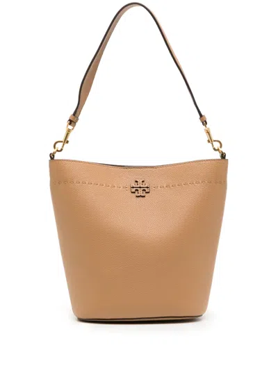 Tory Burch Mcgraw Logo Bucket Bag In Brown