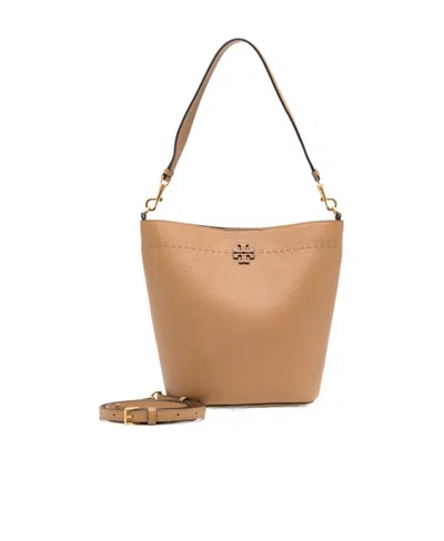 Tory Burch Mcgraw Logo Bucket Bag In Brown