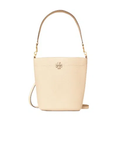 Tory Burch Mcgraw Logo Bucket Bag In Nude