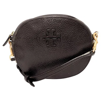 Pre-owned Tory Burch Mcgraw Round Crossbody Bag In Black