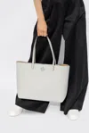 Tory Burch Mcgraw Leather Tote In Grey