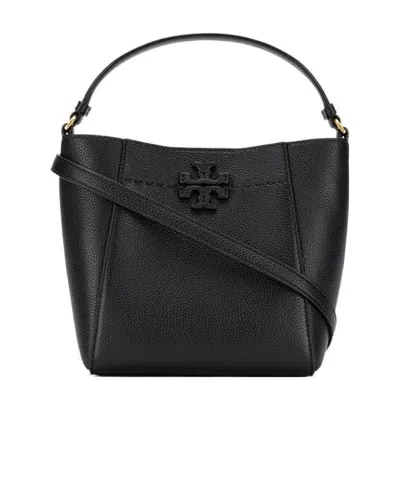 Tory Burch Mcgraw Small Bucket Bag In Black
