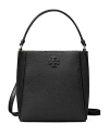Tory Burch Mcgraw Leather Bucket Bag In Black/gold