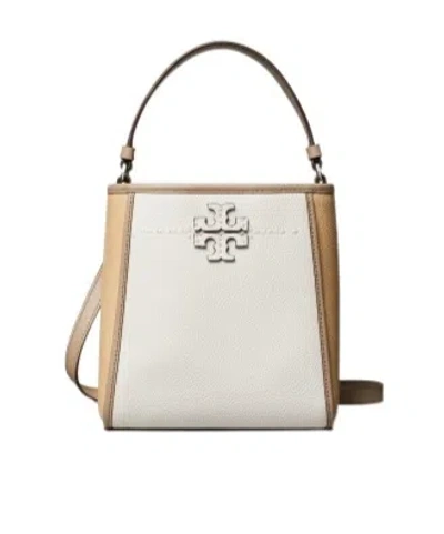Tory Burch Mcgraw Small Bucket Bag In White