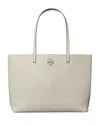 Tory Burch Mcgraw Leather Tote In Feather Gray/gold