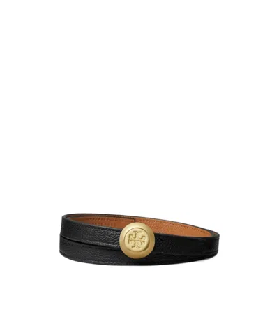 TORY BURCH MEDALLION DOUBLE T-MOTIF LEATHER BELT