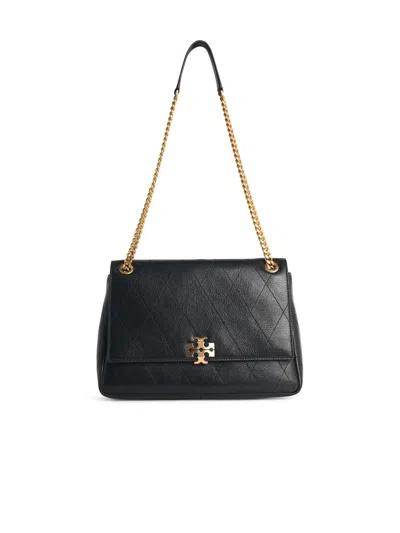 Tory Burch Medium 'charlie Matelassé' Black Lear Shoulder Bag