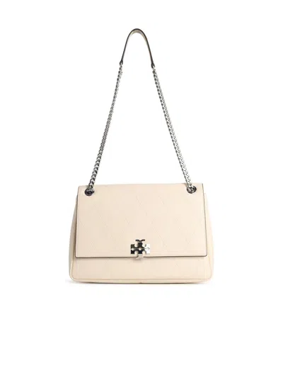 Tory Burch Medium 'charlie Matelassé' Shoulder Bag In Cream Lear In White