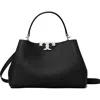 Tory Burch Eleanor Pebbled Leather Satchel Shoulder Bag In Black