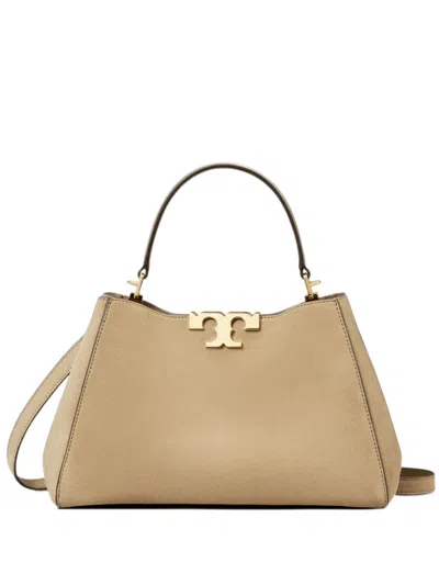 Tory Burch Medium Eleanor Suede Satchel In Neutral