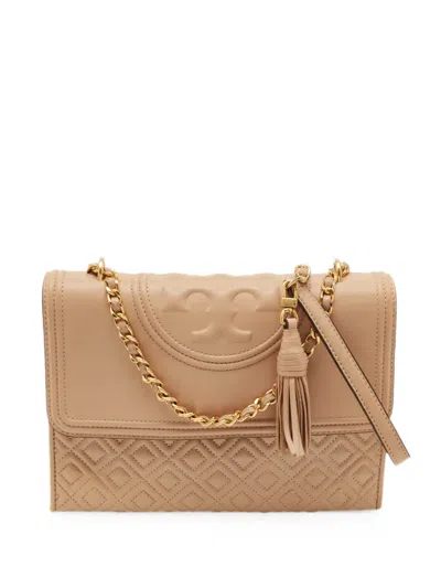 Pre-owned Tory Burch Medium Fleming Quilted Shoulder Bag In Neutral