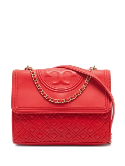 Pre-owned Tory Burch Medium Fleming Quilted Shoulder Bag In Red