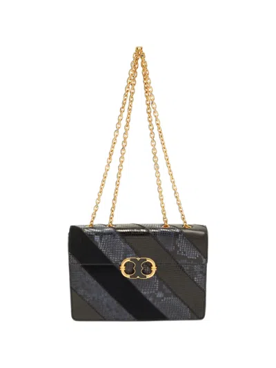 Pre-owned Tory Burch Medium Gemini Link Shoulder Bag In Blue