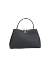 Tory Burch Eleanor Pebbled Leather Satchel Shoulder Bag In Black