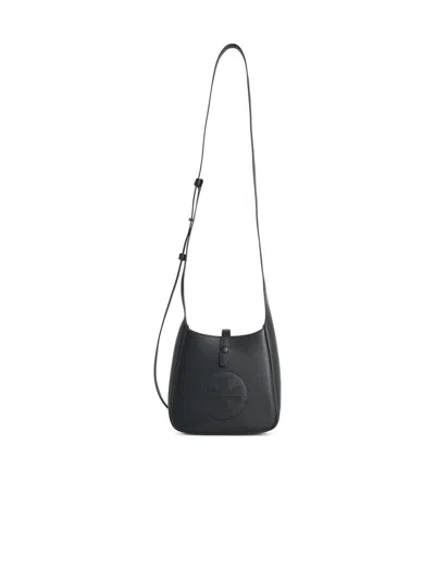 Tory Burch Medium 'miller Swing' Black Lear Crossbody Bag