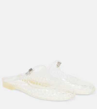 Tory Burch Metallic Sandals With Mesh Design In White