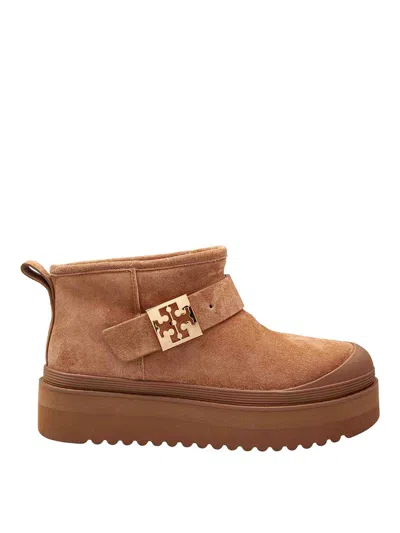 Tory Burch Mellow Ankle Boots In Shearling In Brown