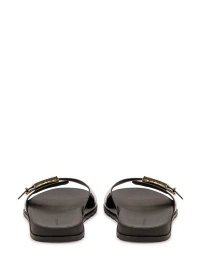 Tory Burch Mellow Buckle Slide Sandals In Perfect Black/gold/perfect Black
