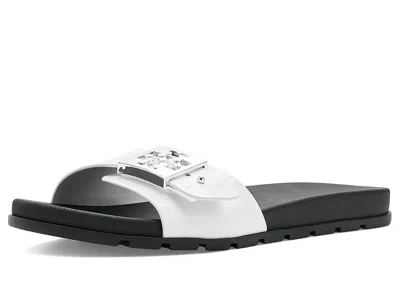 Tory Burch Mellow Buckle Slides Women's Sandals Bianco/perfect Black/silver: 8 M
