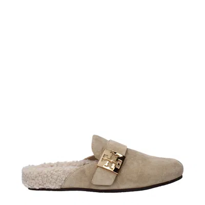 Tory Burch Mellow Clogs And Slides Women Suede Beige/hazelnut In Brown