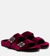 Tory Burch Mellow Pave Velvet Dual-buckle Slide Sandals In Burgundy