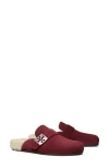 Tory Burch Mellow Faux Shearling Lined Mule In Burgundy