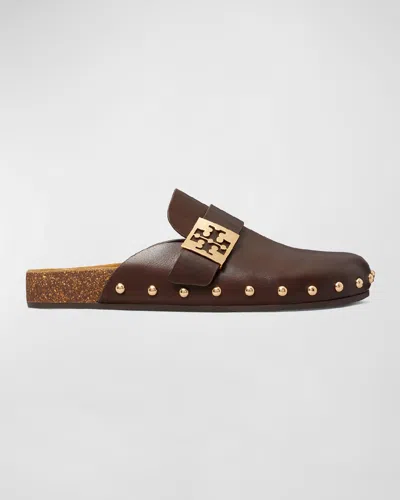 TORY BURCH MELLOW LEATHER BUCKLE SLIDE MULES