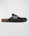 Tory Burch Mellow Leather Buckle Slide Mules In Perfect Black