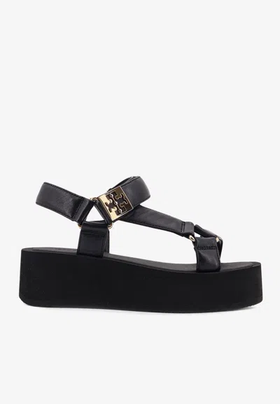 TORY BURCH MELLOW LEATHER FLATFORM SANDALS