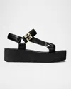 Tory Burch Mellow Platform Sandal In Perfect Black  Gold  Perfect Black