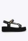 Tory Burch Mellow Leather Platform Sandals In Black