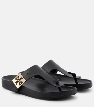 Tory Burch Mellow Thong 皮质凉鞋 In Perfect Black