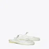 Tory Burch Mellow Jelly Mary Jane Ballerina Mules In Clear/silver