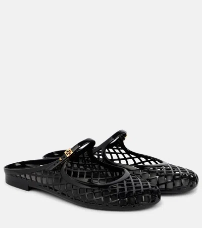 Tory Burch Mary Jane Jelly Mellow Mules In Prf Blk Gold