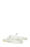 Tory Burch Mellow Jelly Mary Jane Ballerina Mules In Clear/silver