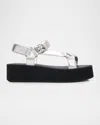Tory Burch Mellow Metallic Leather Platform Sandals In Multi