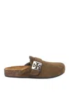 Tory Burch Leather Mellow Mules In Green