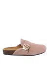 Tory Burch Mellow Metal-logo Suede Mules In Nude