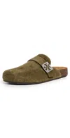 Tory Burch Mellow Mules Wild Olive/silver In Green