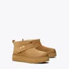 Tory Burch Mellow Genuine Shearling Lined Platform Boot In Chestnut/gold