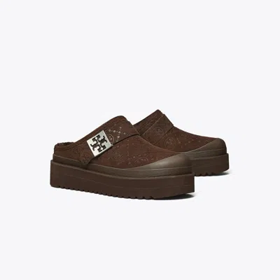 TORY BURCH T MONOGRAM MELLOW SHEARLING PLATFORM MULE